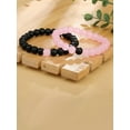 thumbnail image 3 of QQTDFG 2pcs Couple Two Tone Black Pink Beaded Bracelet Stackable Stretch Bracelets-default, 3 of 5