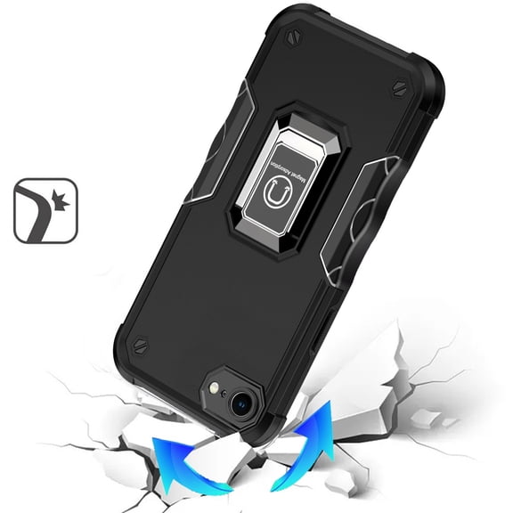 Case for Apple iPhone 17E /16E Hybrid Stand Magnetic Ring Holder Kickstand Heavy Duty Rugged Drop Silicone & Hard PC Shockproof, XPM Phone Cover fit Apple iPhone 17E /iPhone 16E [Black]
