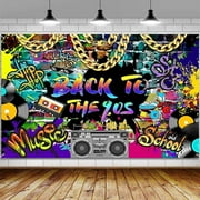Exquisite Music Banner Backdrop, Welcome Back to The 90's Themed Large Banner Birthday Party Decorations Supplies, Music Party Sign Poster Background Decor