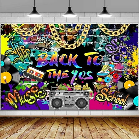 Exquisite Music Banner Backdrop, Welcome Back to The 90's Themed Large Banner Birthday Party Decorations Supplies, Music Party Sign Poster Background Decor