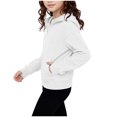 thumbnail image 4 of felwors Girls Zip Up Hoodies Kids Casual Long Sleeve Sweatshirt Fall Jacket with Pockets (White,13-14 Years), 4 of 6