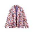 thumbnail image 5 of Jinhomg Womens Crop Quilted Jackets Lightweight Floral Print Lapel Collar Puffer Coat Short Padded Open Front Winter Outwear Pink M, 5 of 8
