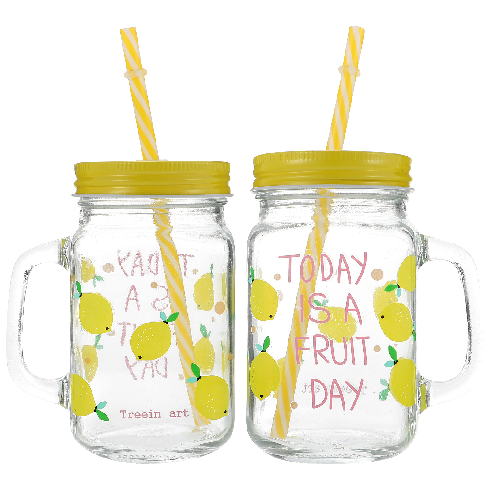 2 Sets of Household Juice Cups Multifunction Mason Mugs Transparent Drinking Cups