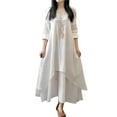 thumbnail image 2 of IDALL Maxi Dresses,Spring Dresses Women's Spring And Autumn Vacation Two Piece Art Flax Loose Sleeve Dress Long Sleeve Dress,Long Dresses,Flowy Dresses White Dress L, 2 of 7