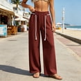 thumbnail image 5 of Sweatpants for Women Solid-Color Drawstring Wide-Leg Pants with Elastic Waistband and Pockets for Streetwear Casual Outings, 5 of 8