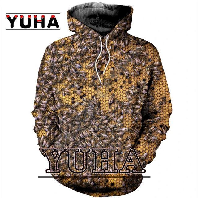 Nouveau Sweat à Capuche/insecte Abeille Imprimé 3D/veste de Rue Décontractée Unisexe