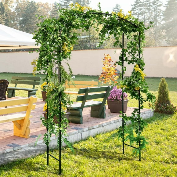 Gymax Garden Arch Arbor Trellis 7.5 ft Patio Pergola Plant Stand Rack Archway Wedding