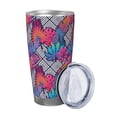 thumbnail image 2 of Picia Tropical Leaves Pattern 20 oz Tumbler Stainless Steel Vacuum Insulated Coffee Ice Cup Double Wall Travel Flask Dual Lid Water Bottle, Eco-friendly Car Cup-Without Straw, 2 of 8