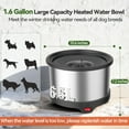 thumbnail image 2 of 6.5L Heated Water Bowl, Stainless Steel Outdoor Heated Dog Bowl with Anti-Chew Cord, Large Capacity Heated Pet Slow Drinking Dish Provide Warm Water in Winter for Dogs, 2 of 8