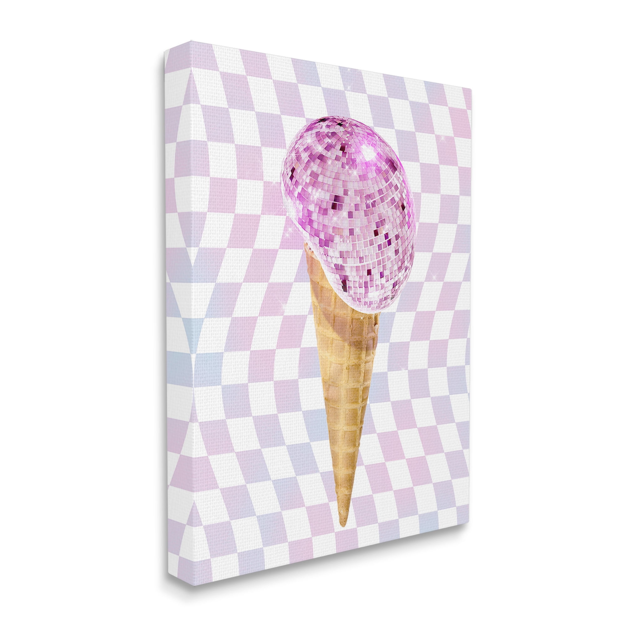 Stupell Industries Checkered Disco Ice Cream Food & Beverage Painting Gallery Wrapped Canvas Art Print Wall Art, 24 x 30