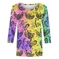 thumbnail image 5 of Craaazy Mardi Gras Women's Fashion Carnival Printed T-shirt 3/4 Sleeves Blouse Round Neck Casual Tops Gifts, 5 of 5