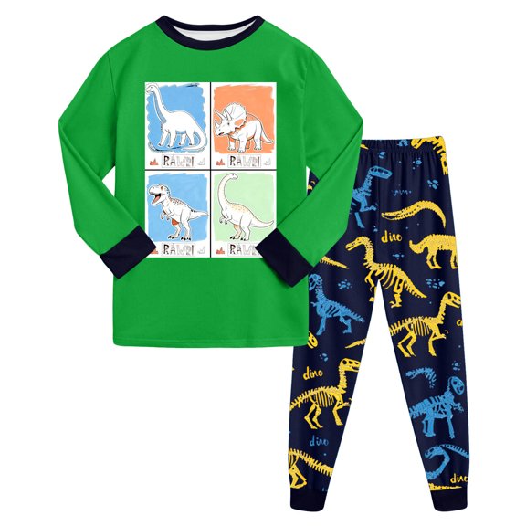 eczipvz Baby Boy Fall Outfits Boys' Snug-Fit Cotton Matching Pajama Set Soft & Cute Pajamas for Kids Green,2-3 Years