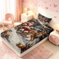 thumbnail image 4 of Manfei Christmas Santa Twin Sheets,Festive Reindeer Animals Bedding,Gray Orange,3 Pieces,1 Flat Sheet,1 Fitted Sheet and 1 Pillowcase, 4 of 6
