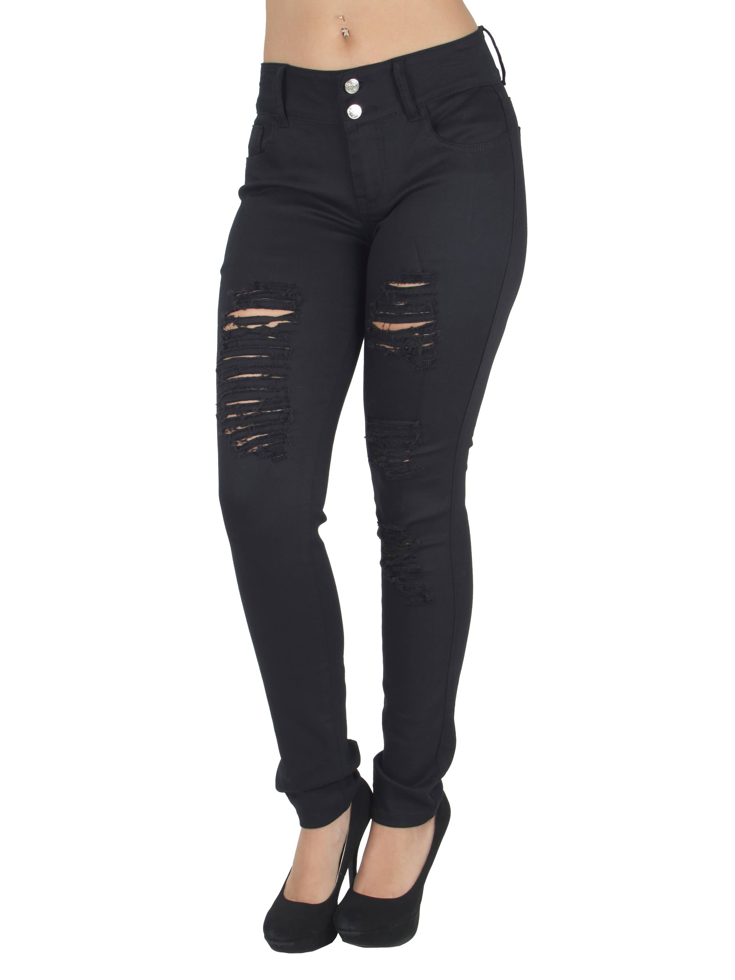 Coolred-Men Stitch Destroyed Zips Pocket Fitted Mid Waist Fashionable Denim Pants
