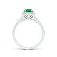 thumbnail image 2 of ANGARA Natural Twin Shank Emerald Halo Ring with Diamond Accents in 14K White Gold for Women (Size-6mm) | May Birthstone, Birthday, Anniversary, Jewelry Gift for Women | Natural Emerald Ring, 2 of 8