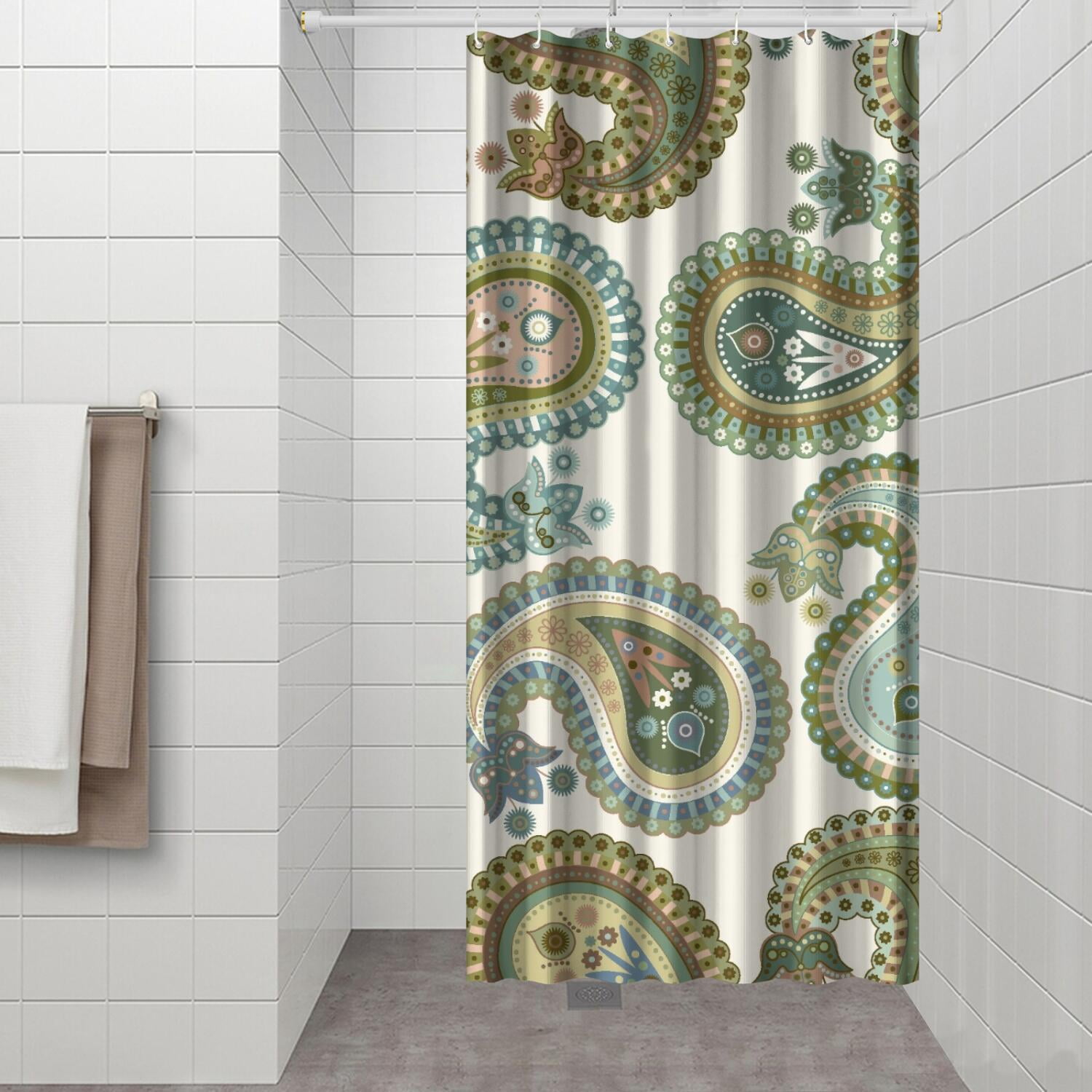 Abstract Paisley Art Shower Curtain Decorative Print Mandala Inspired Waterproof Fabric 36x72 inches
