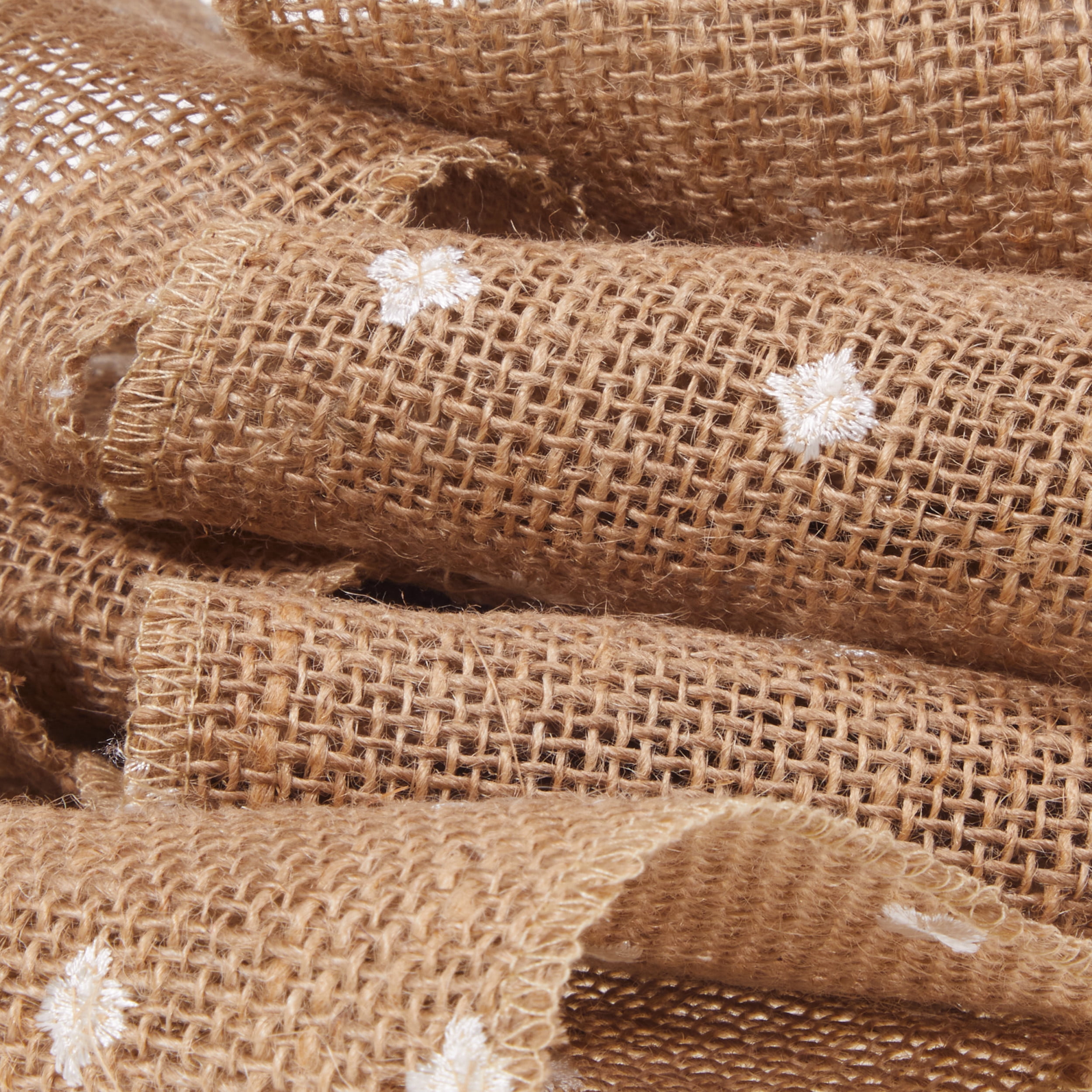 Love, Laugh, Craft Natural Jute Burlap Ribbon, 5"W x 3-Yd, 4-Pk, Precut, Beige/White