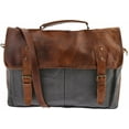 thumbnail image 3 of Sharo Classic Leather Laptop Messenger Bag and Brief,   in Genuine Leather and Canvas, 3 of 6
