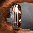 thumbnail image 3 of Spherical Tungsten Steel Rose Gold Ring with Natural White Shell Couple Ring, 3 of 4