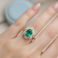 thumbnail image 4 of Mooneye 1.61 Ct Emerald Oval 925 Sterling Silver Gold Vermeil Women Engagement Ring, 4 of 7