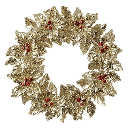 Holly Wreaths Glittered Gold Holly and Red Berry Wreath Ornament, We help you make Everything PerfectlyFestive for the Holidays! By RAZ Imports from USA ()