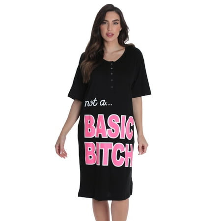 

Just Love Short Sleeve Nightgown Sleep Dress for Women (Black - Basic 2X Plus)