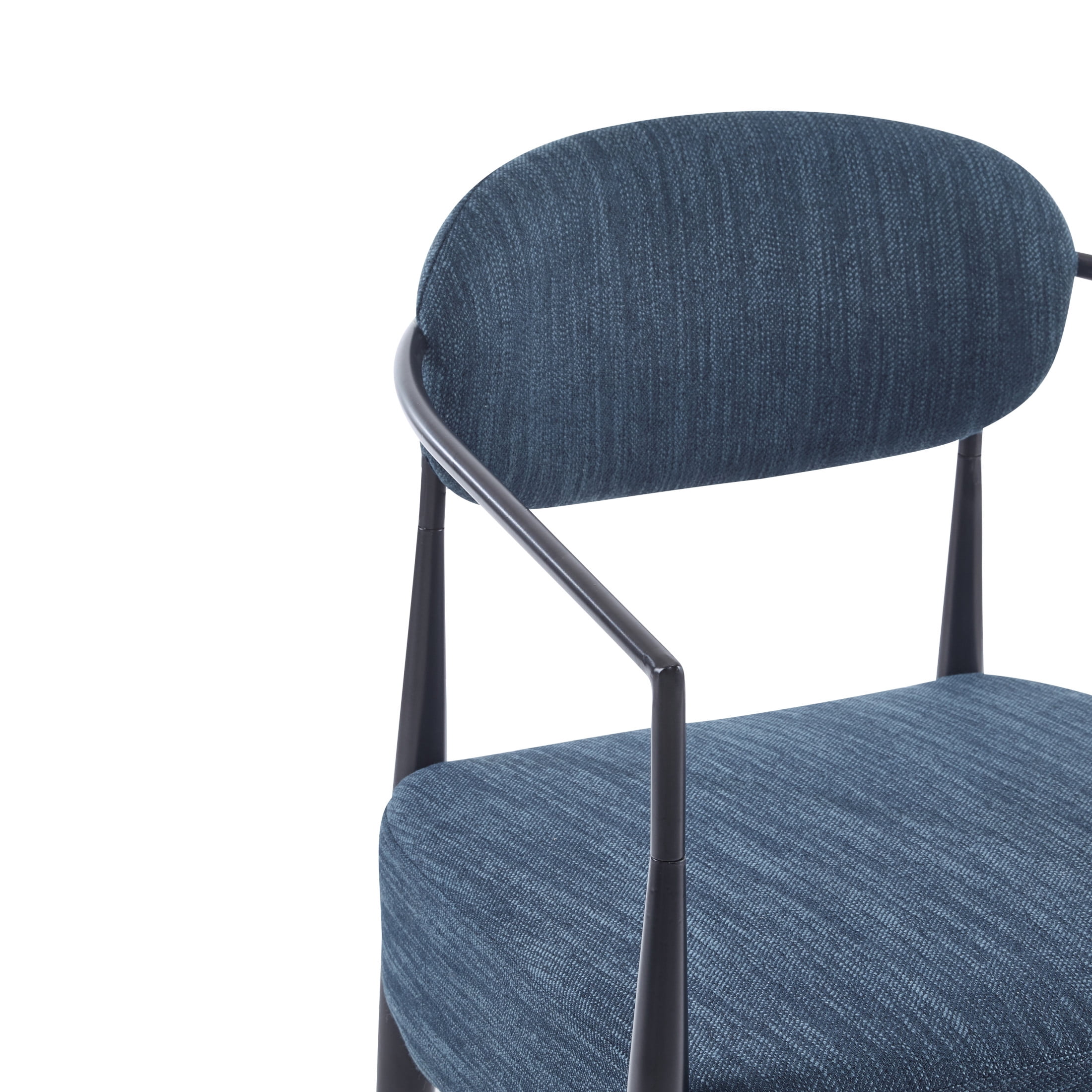 Draxiel Modern Upholstered Accent Chair, Iron, Navy Blue + Black