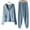 Blue, variant on Brondbend Matching Sweatsuit Women Women Hoodies Pullover Long Sleeved Full Zipper Pullover Solid Stretchy Waist Jogger Outfits Fashion Loose Tracksuits Holiday Fall Winter Sets Black