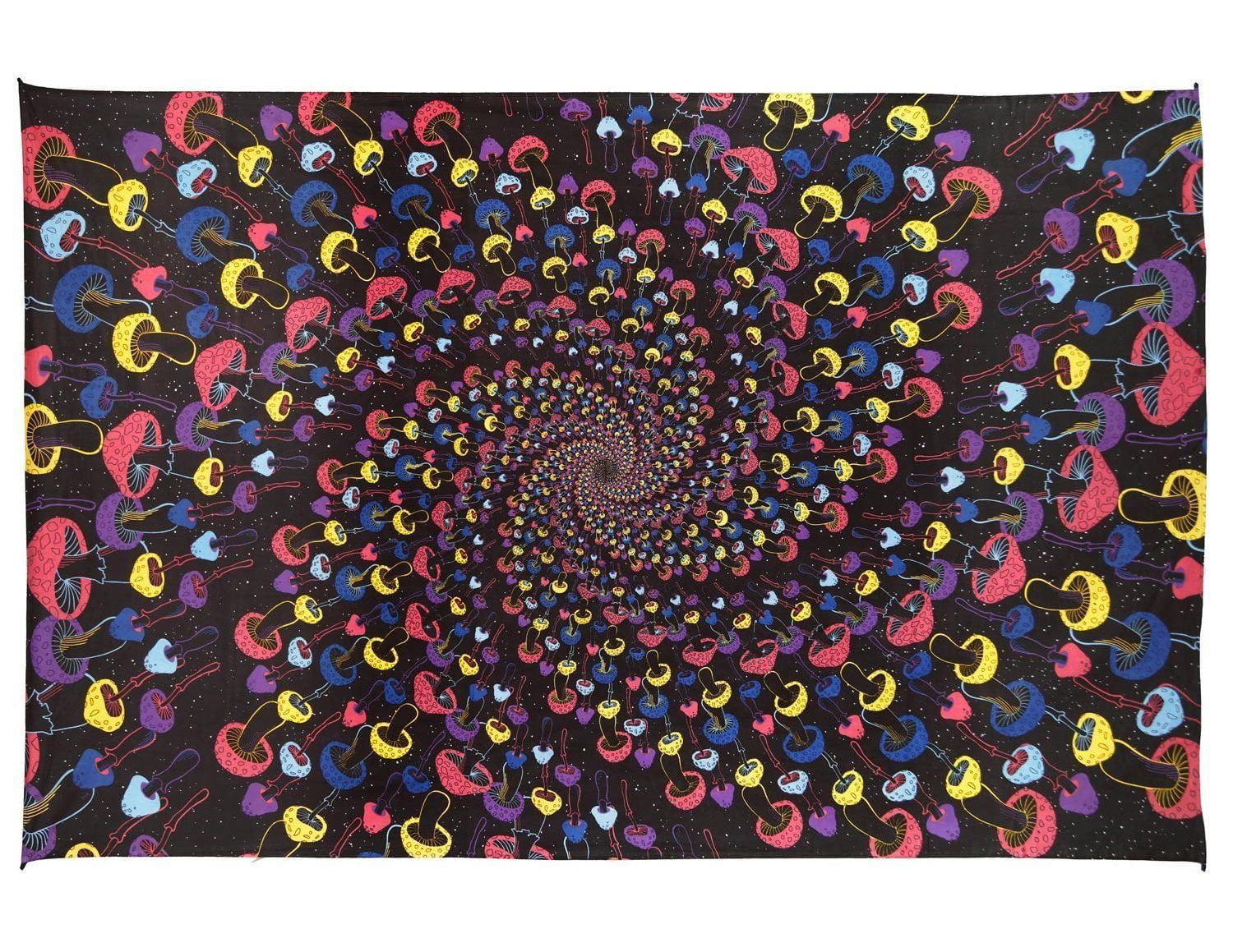 3D Magic Mushroom Tapestry Tablecloth Trippy Wall Art w/ Corner Loops 60x90" 