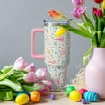 thumbnail image 5 of 40oz Stainless Steel Easter Bunny Tumbler with Handle, Straw & Leakproof Lid - Reusable Insulated Cup, Easter Gifts for Adults, 5 of 6