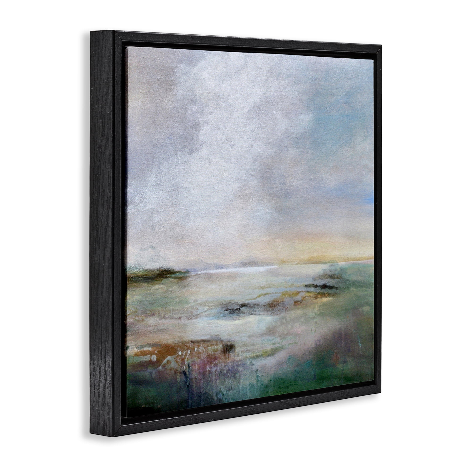 Stupell Industries Abstract Sea Surface Landscape & Nature Painting Black Floater Framed Canvas Art Print Wall Art, 25 x 25
