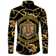 thumbnail image 1 of Camisas con estampado 3D de león dorado para hombre, Tops de manga larga con cuello vuelto y botones, ropa de calle de estilo barroco a la moda, 1 of 4