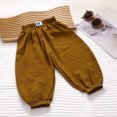 thumbnail image 2 of KPOPLK Toddler Girls Long Harem Pants 9 Months- 15 Years Cotton Linen Baby Baggy Trousers Bloomers Coffee Size 1-2 Years, 2 of 4
