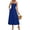 Blue, variant on Women's Summer A-Line Midi Dress Smocked Spaghetti Strap Elastic Waist Dresses Sundress Pink XXL Fashion