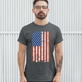 thumbnail image 3 of Tee Hunt Distressed Grunge American Flag T-Shirt Vintage 4th of July USA Men's Tee, Charcoal, 5X-Large, 3 of 5