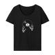 thumbnail image 1 of Camiseta de mujer de verano Activewear camisa de cuello redondo para mochilero de vacaciones en la calle Negro, 1 of 7