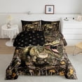 thumbnail image 3 of Dinosaur Bedding Sets Vintage Jungle American Flag Quilt 3D Realistic Dino Comforter Set King,Tropical Tree Branch Wild Animals Duvet Insert Dinosaurios Room Decor, 3 of 6