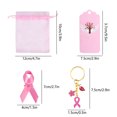 thumbnail image 3 of 6Pcs Pink Ribbon Keychain Brooch Set For Women Friendship Encouragement Thank You Gift, 3 of 6