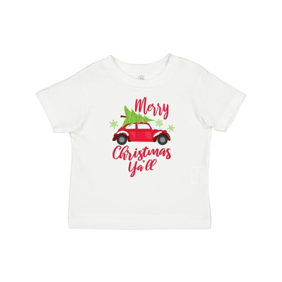 Inktastic Merry Christmas Ya'll with Red Car and Tree Boys or Girls Baby T-Shirt