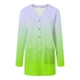 thumbnail image 4 of BOBOGOJP Womens Lightweight Cardigan Long Sleeve Gradient 0pen Front Casual Sweater Cardigans with Pockets Light Green for Size XL, 4 of 7
