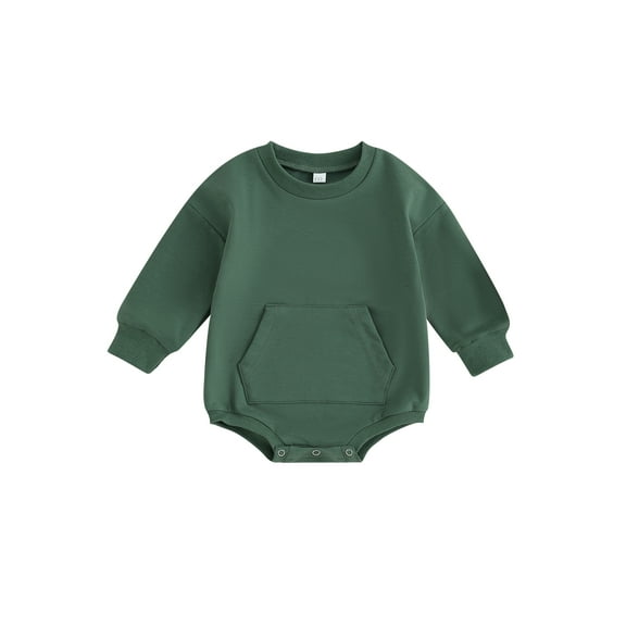 Bagilaanoe Newborn Baby Girl Oversized Romper Sweatshirt Long Sleeve Bodysuit Solid Color Pullover 6M 12M 18M 24M Infant Casual Tee Tops