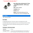 thumbnail image 2 of Rear Wheel Hub and Bearing Kit 2 Piece - Compatible with 2016 - 2018 ES350 2017, 2 of 2