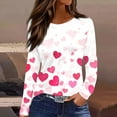 thumbnail image 3 of TKLPEHG Valentines Day T Shirts for Women Casual Round Neck Long Sleeve Heart Print Graphic Tee Comfy Pullover (Hot Pink,S), 3 of 7