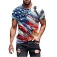 thumbnail image 2 of Vetsdori Men's Fourth of July Shirts Independence Day Short Sleeve Pullover Summer Red White and Blue,American Flag Outdoor Crew Neck Tops for Men, 2 of 5