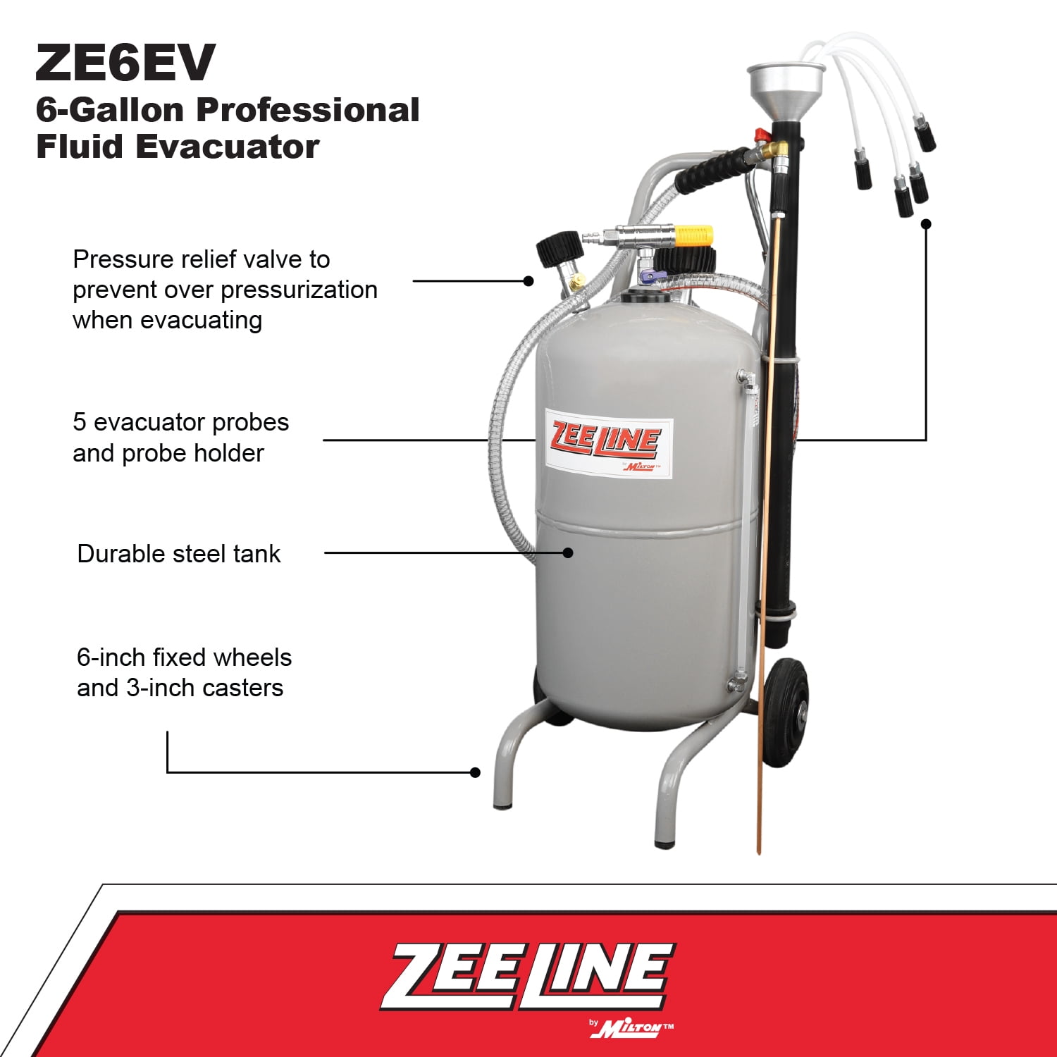 Zeeline by Milton ZE6EV - 6-Gallon Professional Fluid Evacuator