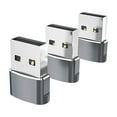 thumbnail image 1 of 3 piezas 3.1 a USB 2.0 Adaptador de enchufe de transferencia rápida de datos hembra a macho para Gris, 1 of 9