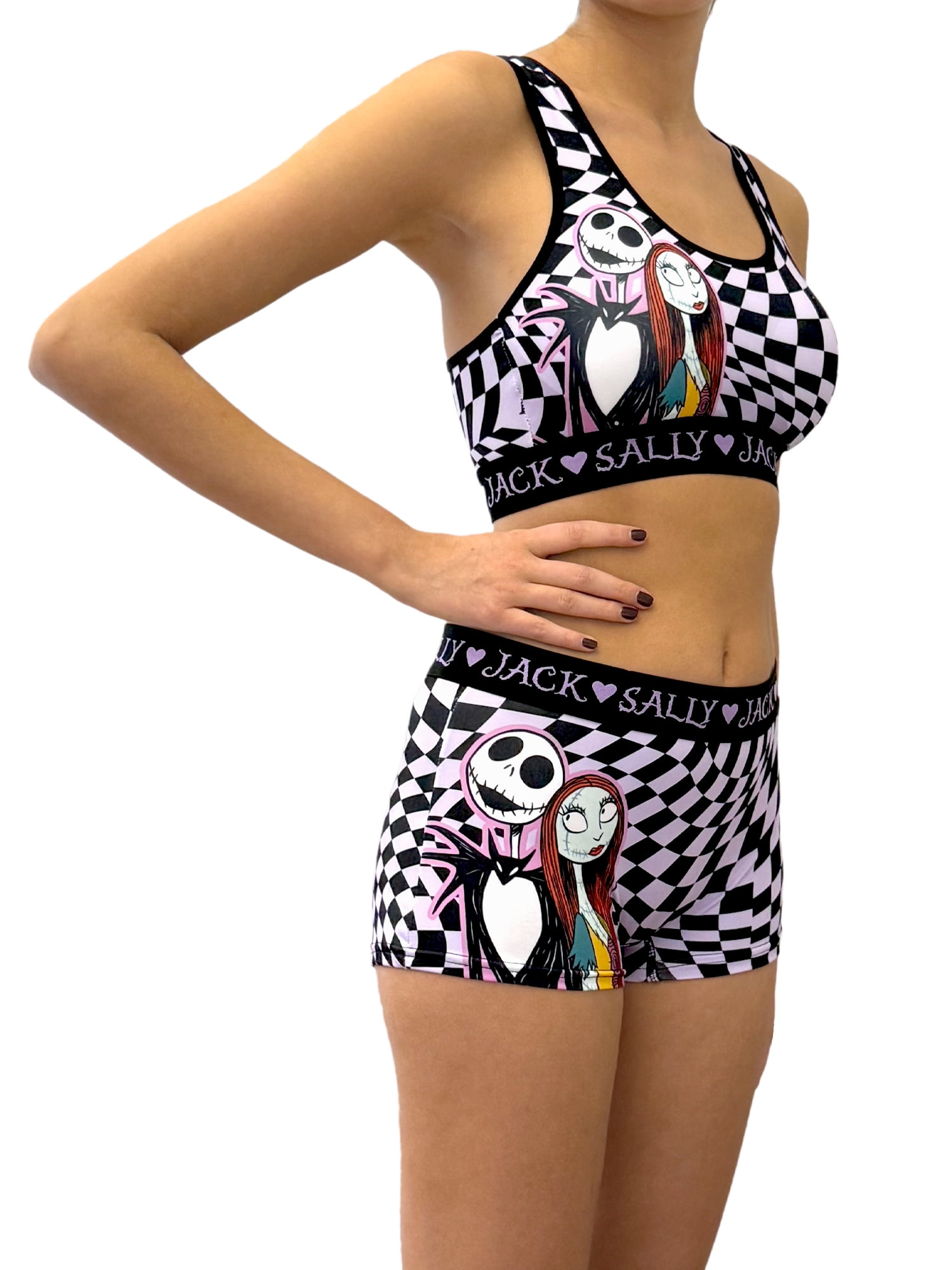 Nightmare Before Christmas Woman's and Juniors Racerback Bra & Boyshort Underwear set, 2-Pack, Size S-XL