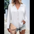 thumbnail image 4 of Camisetas de Mujer con Botones, Mangas 3/4, Cuello en V, Camisetas Casuales de Verano para Mujer XL, 4 of 7
