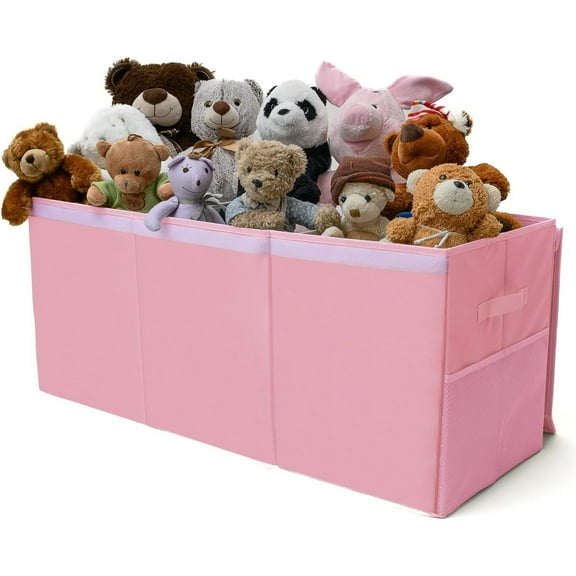 Extra Large Toy Storage Organizer with Lid - Sturdy, Collapsible Toy Chest Storage Box Design - Toys Bin with Dividers for Kids, Nursery, Bedroom, Playroom 37"x16"x14"