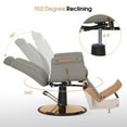 thumbnail image 4 of BarberPub Heavy Duty Hydraulic Pump Barber Chair, Reclining Salon Chair for Barbershop, 4 of 11